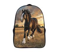 kaiyun Black Caballo Running GraceCompletoy on The Field Mochila Niña Chicos Paisaje rural Escolares Adolescentes Bolsa De Escuela Infantil 16 inch