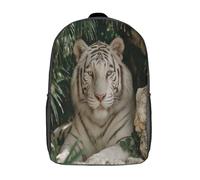 kaiyun Blanco Tiger Resting in The Green Jungle Mochila | | Bolsa Escolar Unisex Para Niños Pequeños 17inch