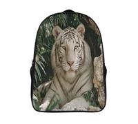 kaiyun Blanco Tiger Resting in The Green Jungle Mochila Escolar Para Niños Gran Capacidad En 3D Para Estudiantes De Primaria Y Secundaria De 39x29x16cm