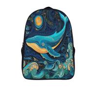 kaiyun Blue Ballena, Swirling Water Pattern, Night Cielo Niña,Chicos Arte en papel Mochila Escolar Para Viaje Bolsa De Escuela 16 inch