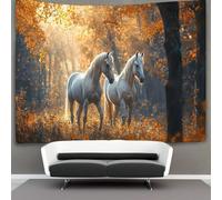 kaiyun Bosque Tapiz White Caballo Decoración Del Hogar Impresión HD Para Sala De Estar,dormitorio 70cmx100cm