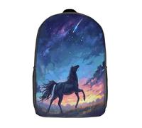 kaiyun Caballo oscuro Mochilas Para Chicos Y Chicas Cielo nocturno Meteor Adolescentes Bolsa De Escuela 17inch Gran Capacidad Con Hebilla De Ajust