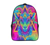 kaiyun Cabra Head, Bright Rainbow Five-pointed Star,mochilas De Viaje Impresas En 3D, Ligero Y Transpirable Bolsa De Escuela Escolar Para Niños 16 inch