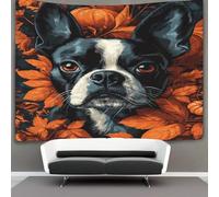 kaiyun Cachorro lindo Tapiz Para Colgar En La Pared,Calabaza Hojas Tapices Arte De Pared Estético Decoración Del Hogar Para Sala De Estar Dormitorio 130cmx150cm
