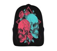 kaiyun Calavera Head Niños, Niñas Y Adolescentes, Bolsa De Escuela Ligera Para Portátil, Gótico Mochila Informal 16 inch