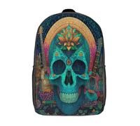 kaiyun Calavera, loto, sitar eléctrico Bolsas Niños Con Diseño Transpirable Y Cremallera Mochila Escolar Estudiantes Adolescentes Chicos Chicas 17inch
