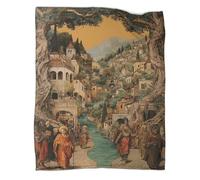 kaiyun Calles empedradas, Litografía de principios del Siglo XX Manta Patrón Diseño Novedoso Dormitorio Suave Cómoda Ropa Cama Esponjosa Cuatro Estaciones 50x60inch(127x152cm)