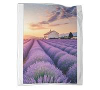 kaiyun Campo de Lavanda Manta Suave Y Cómoda Impresa En 3D Estilo de Paisaje Rural francés Colcha Patchwork Adolescente Y Adultos Estampada Adecuada para Cama Y Sofá 40x50inch(100x130cm)