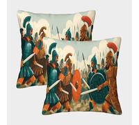 kaiyun Caricaturas de ejércitos Antiguos luchando Entre sí Fundas De Almohada Decoración del Hogar con Cremallera Invisible 40x40cm 2 Paquetes
