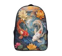 kaiyun Carp Swimming in A Water Lily Pond Bolsa Unisex,Oil Painting Style Mochila Escolar Para Adolescentes Ultraligero 16 inch