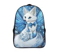 kaiyun Cartoon White Nine-tailed Fox Mochilas Infantiles Blue Bow 3D Impreso Niños De Colegio Viajes Deportes Bolsa De Escuela 16 inch