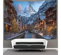 kaiyun Casas tradicionales de Zermatt, Matterhorn Tapiz, Colgar En La Pared,tapices Estéticos,decoración De Habitación Para Dormitorio,sala De Estar,universidad,150cmx200cm