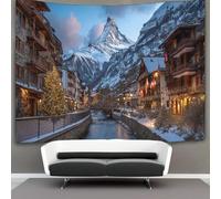 kaiyun Casas tradicionales de Zermatt, Matterhorn Tapiz, Colgar En La Pared,tapices Estéticos,decoración De Habitación Para Dormitorio,sala De Estar,universidad,180cmx230cm