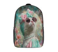 kaiyun Charming Female Gato with A Big Ribbon on Her Head Mochila Escolar Para Infantil Niño Niña,Alta Capacidad Mochilas Viaje De Bolsas Para 17inch