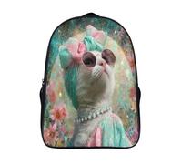 kaiyun Charming Female Gato with A Big Ribbon on Her Head Mochila Escolar Para Niños Viaje Bolsas Para Portátil Adolescentes Alta Capacidad Bolsa De Escuela 16 inch