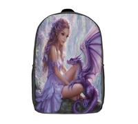 kaiyun Chica de fantasía Mochila Infantil Colegio Y La Guardería Con Dragón púrpura de fantasía Art Bolsa De Escuela Ideal Niños Y Niñas 17inch