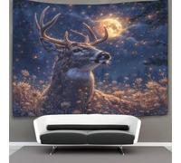 kaiyun Ciervo de Cola Blanca Tapiz Night Cielo Decoración Del Hogar Impresión HD Para Sala De Estar,dormitorio 70cmx100cm