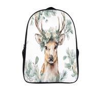 kaiyun Ciervo en acuarela con una corona en la cabeza Bolsa Unisex, Mochila Escolar Para Adolescentes Ultraligero 39x29x16cm