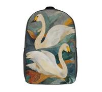 kaiyun Cisnes cantores en acuarela estilo mosaico Bolsas Niños Con Diseño Transpirable Y Cremallera Mochila Escolar Estudiantes Adolescentes Chicos Chicas 17inch