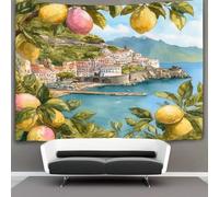 kaiyun Ciudades de la costa amalfitana Tapiz Para Colgar En La Pared, Limón Wall Tapestry, Para Decoración De Dormitorio, Celebración De Fiesta De Cumpleaños O Fondo De Jardín 180cmx230cm