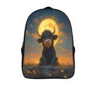kaiyun Colored Cow Bolsa De Escuela De Niño Y Niña,Mochila De Escuela Primaria Con Estampado De Flowers Under The Full Moon Dibujos Niños Adolescentes 16 inch