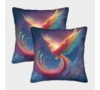 kaiyun Colorful Rainbow Fénix Funda De Cojín Cuadrada 50x50cm 2 Paquetes con Cremallera Decorativa Invisible para Muebles