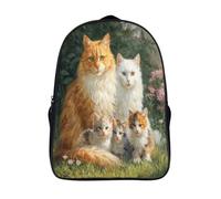 kaiyun Conmovedores Retratos de Familias Felinas Mochila Para Niños De Libro De Jardín De Infantes Ajustables De Libro De Niñas De Escuela Primaria 16 inch