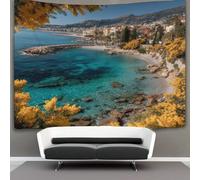 kaiyun Contemplando el paisaje ribereño desde las colinas sobre la Riviera Algodon Sheets Curtains Tapices, Decoración De Pared Tapiz,para Dormitorio, Salón, Casa 70cmx100cm