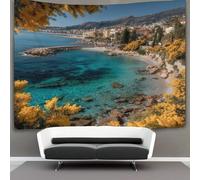 kaiyun Contemplando el paisaje ribereño desde las colinas sobre la Riviera Decoraciones Tapiz Impresión 3D Manta De Pared Póster Ideal Como Decoración De Habitación, Salón Y Dormitorio 100cmx150cm