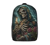 kaiyun Cráneo Mochilas Escolar,3D Santa Muerte Impreso,Bolsas De Niños Estudiantes De Primaria Y Secundaria 17inch