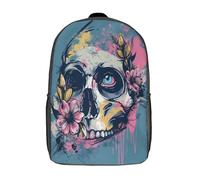 kaiyun Cráneos Flores Mochila |Patrón Pintado | Bolsa Escolar Unisex Para Niños Pequeños 17inch