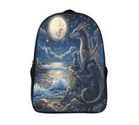 kaiyun Cute Dragón Mochilas Escolares Niña Niño Backpack Juveniles Adolescentes The Sea Luna Stars Bolsas Multi-bolsillo 16 inch