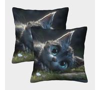 kaiyun Cute Gato Lying on The Grass Funda De Almohada Impresa En 3D Decoración del Hogar Sala De Estar Sofá para Coche 45x45cm 2 Paquetes