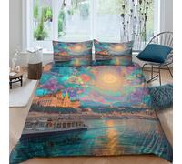kaiyun Danube River Funda De Edredón 3D, Microfibra 3 UnidadesFunda Nórdica Impresas con Funda De Almohada,para Niñas Y Niños King(220x240cm)