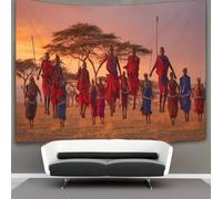 kaiyun Danza cultural tradicional de la sabana africana Tapisserie Murale À Suspendre, Murales,Plaque De Pique-Nique Décoration Murale Plafond Art Mural 180cmx230cm