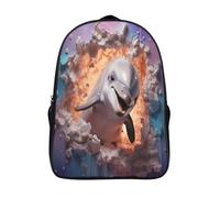 kaiyun Delfín Mochilas Escolar,3D Grieta 3D Impreso,Bolsas De Niños Estudiantes De Primaria Y Secundaria 16 inch