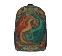 kaiyun Dos Dragónes entrelazados en círculo Niña,Chicos Mochila Escolar Para Viaje Bolsa De Escuela 17inch