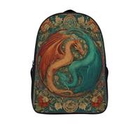 kaiyun Dos Dragónes entrelazados en un círculo Mochila Escolar Para Niños Viaje Bolsas Para Portátil Adolescentes Alta Capacidad Bolsa De Escuela 39x29x16cm