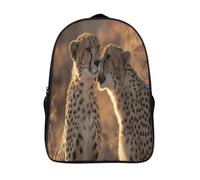 kaiyun Dos guepardos Mochilas Escolar,3D Golden Solset in Africa Impreso,Bolsas De Niños Estudiantes De Primaria Y Secundaria 16 inch