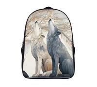 kaiyun Dos lobos Sitting Under A Willow Árbol Niña,Chicos Mochila Escolar Para Viaje Bolsa De Escuela 16 inch