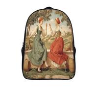 kaiyun Dos mujeres bailando y bebiendo vino Mochila Niña Chicos Pintura de paisaje rural Bolsa De Escuela Adolescentes Colegio Infantil 16 inch