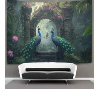 kaiyun Dos pavos reales majestuosos Decoraciones Tapiz Exquisito arco de piedra Impresión 3D Manta De Pared Póster Ideal Como Decoración De Habitación, Salón Y Dormitorio 180cmx230cm