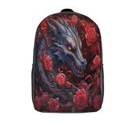 kaiyun Dragón con rosas Mochilas Hombre Chicas Estilo de arte fantástico Bolsas Para Trabajo,viaje,diario,escolar Y Escolares De Gran Capacidad 17inch