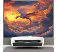 kaiyun Dragón Decoraciones Tapiz Volando Above The Clouds Impresión 3D Manta De Pared Póster Ideal Como Decoración De Habitación, Salón Y Dormitorio 100cmx150cm