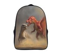kaiyun Dragón rojo luchando contra un alosaurio Bolsas Niños Con Diseño Transpirable Y Cremallera Mochila Escolar Estudiantes Adolescentes Chicos Chicas 16 inch