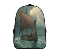 kaiyun Drakkar vikingo navegando en mares bravos Mochila Escolar Para Niños Viaje Bolsas Para Portátil Adolescentes Alta Capacidad Bolsa De Escuela 39x29x16cm