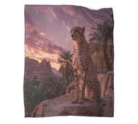 kaiyun El poderoso Guepardo árabe Manta De Sofá Palmeras Al-Ula Colcha Patchwork Súper Suave,Ligera,cálida Y Cómoda,Funda Nórdica 40x50inch(100x130cm)