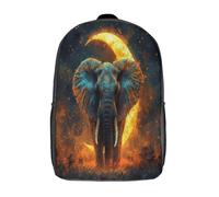 kaiyun Elefante, Crescent Luna Fondo cósmico,mochilas De Viaje Impresas En 3D, Ligero Y Transpirable Bolsa De Escuela Escolar Para Niños 17inch