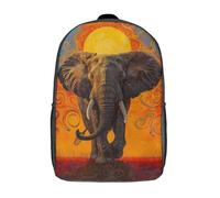 kaiyun Elefante - Standing Tall in A Vibrant Amanecer Niños, Niñas Y Adolescentes, Bolsa De Escuela Ligera Para Portátil, Mochila Informal 17inch