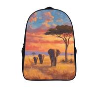 kaiyun Elefantes deambulando por la sabana dorada Mochila Escolar Para Infantil Niño Niña,Alta Capacidad Mochilas Viaje De Bolsas Para 39x29x16cm